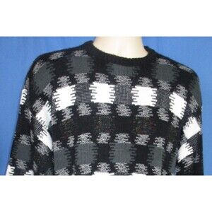 Protege by Tag Black and White Sweater Retro Grandpacore Acrylic Men's Size M